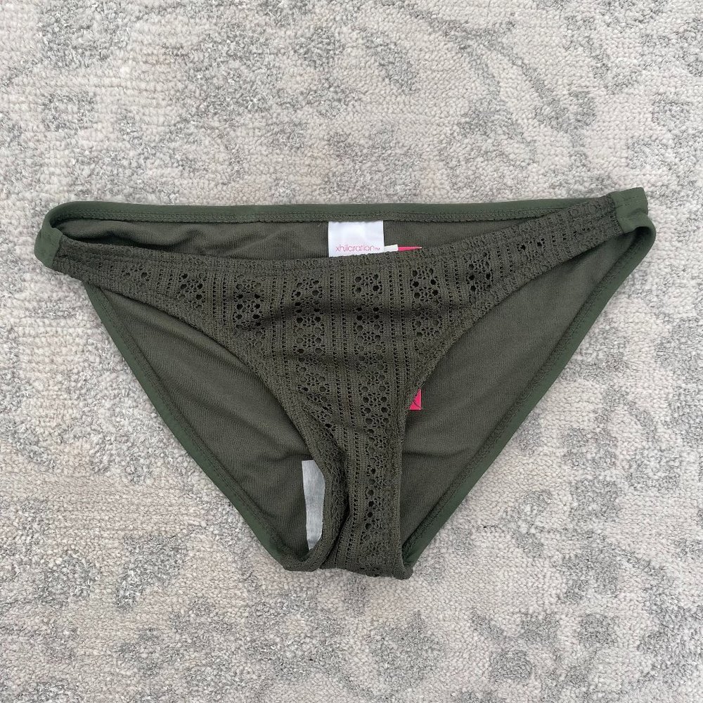 Xhilaration Bikini Botton Women Extra Small Green Black Print Bikini Swimwear
